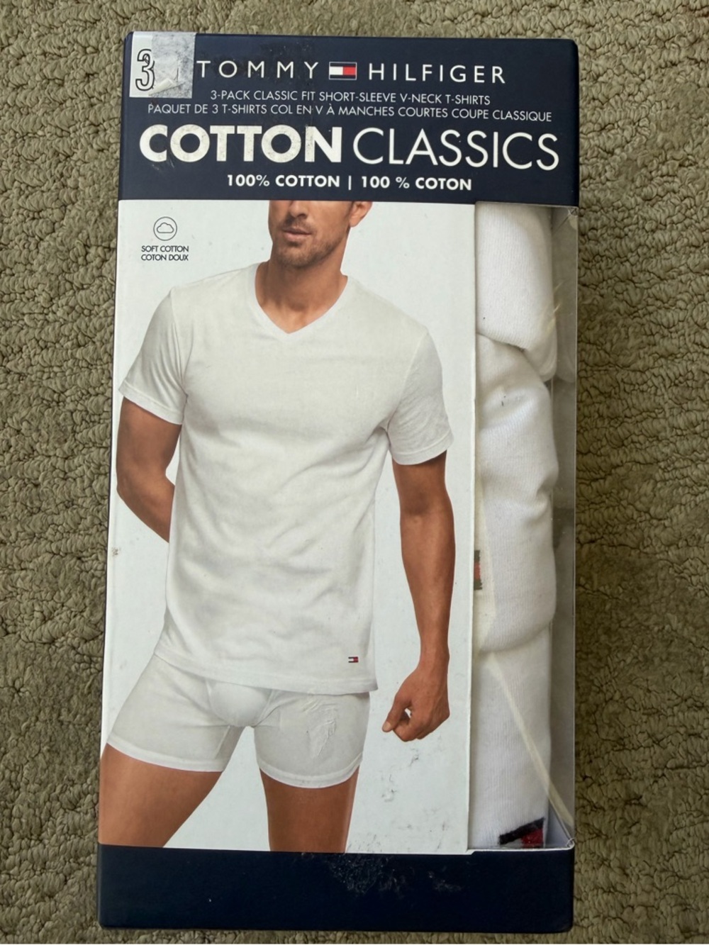 Tommy Hilfiger White Cotton V-Neck Undershirts 3-Pack